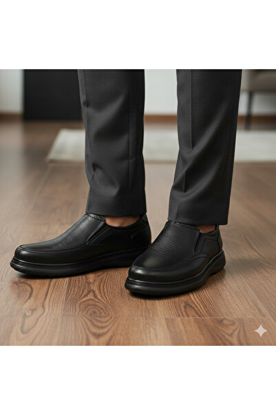 Kardeşler SHOE KSHOE01 Erkek %100 Hakiki Deri Ultra Rahat Jelli Siyah Günlük ...