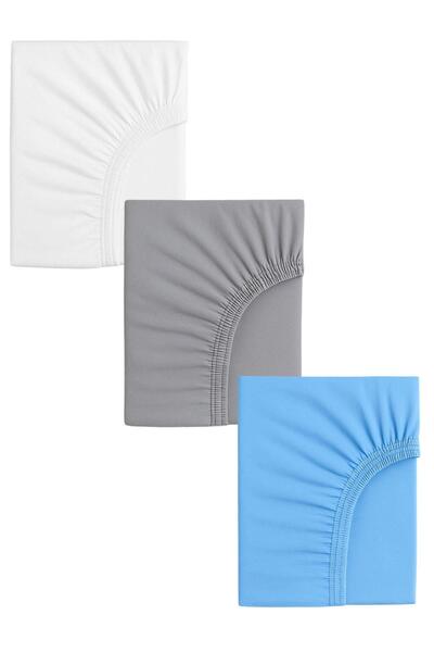 COTENCONCEPT 3 Pieces Cotton and Elastic 60 X 120 X 15 cm Combed Cotton Baby Bedsheet