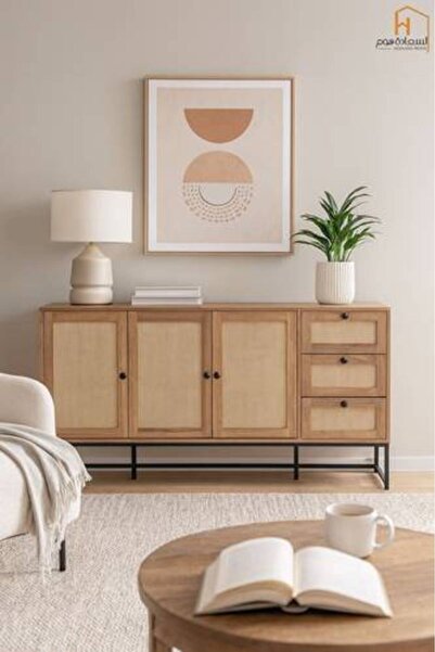 Al Saada Home Multi-Purpose Buffet Cabinet - 85 X 40 X 160 cm - Wooden