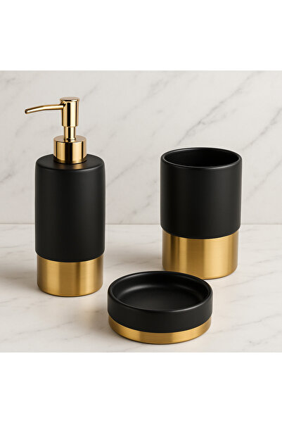 esdekor Primanova Matilda 3'lü Banyo Seti Sıvı/Katı Sabunluk+Diş Fırçalık Ser...