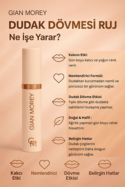 Gian Morey Dudak Dövmesi Hot Rose Kalıcı Ruj