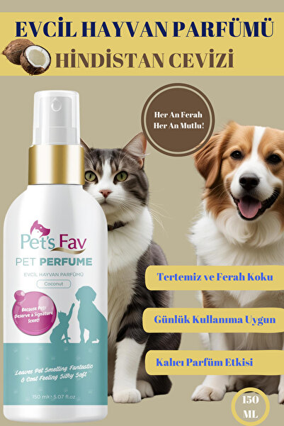 Pets Fav Hindistan Cevizi Kokulu Evcil Hayvan Parfümü – Kedi & Köpek İçin Tüy...