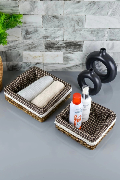 AVANTAGE HOME لوتي - مجموعة من سلة قش متعددة الأغراض مكونة من قطعتين