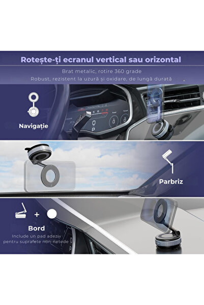kaylia Suport Universal pentru Telefon Auto cu Ventuză și Prindere Magnetică MagSafe