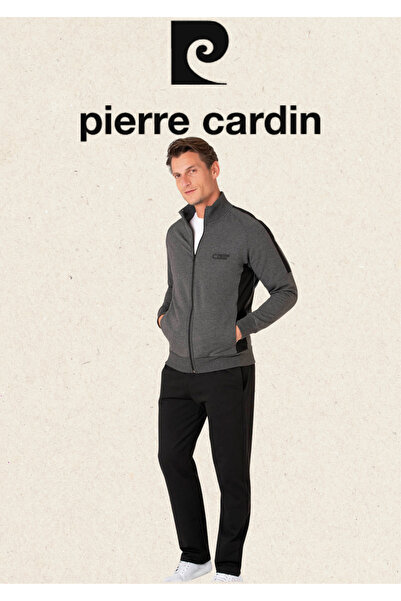 Pierre Cardin Erkek Pamuklu & Likralı Regular Fit Önden Fermuarlı Eşofman Takımı (Hediye Çorap) L1.PC.004.71.35