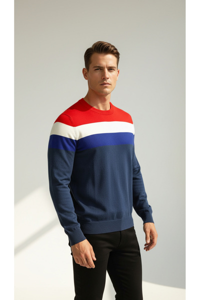 Digz fashion Blue Color Striped Knitwear Sweater