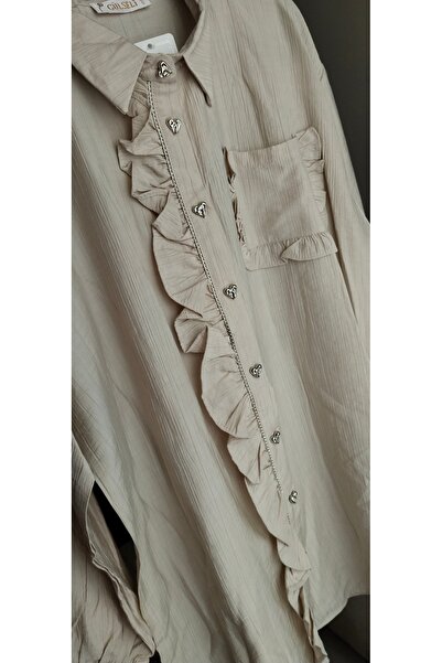 GÜLSELİ Fırfırlı Taşlı Gömlek Tunik