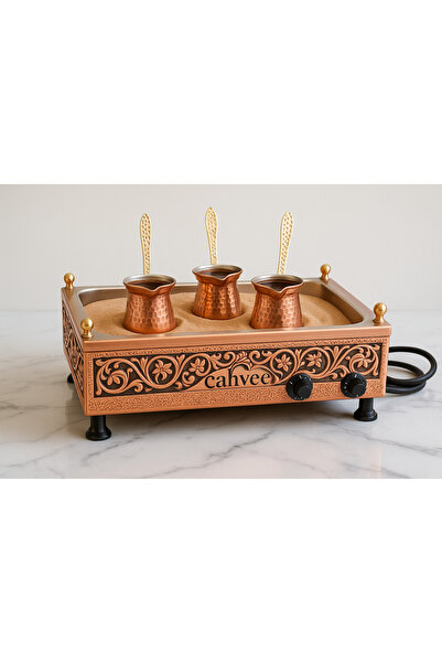 Ardıç Endüstriyel Cahvee Kumda Kahve Makinesi 60x40x25 cm | 3 Cezveli, 2000 W, Bakır, Elektrikli, El Yapımı