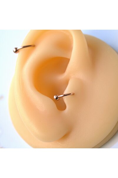 Heppii İki Ucu Toplu Smiley Piercing 8 mm Tragus, Helix Kıkırdak Lob