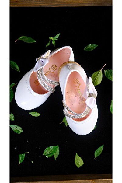 Pabrik Κοριτσίστικες μπαλαρίνες με λευκή πέτρα με φιόγκο