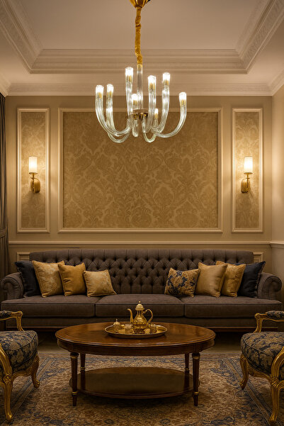 Kanz ثريا نبع الضوء 10 لمبات لون ذهبي