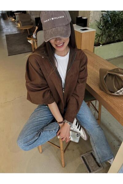 piel island سترة بومبر كبيرة الحجم من جلد الغزال الناعم من LÜX