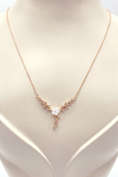 Bijuty Papatyalı Kolye Rose Altın Renk - Rose Renk - (SÜRPRİZ HEDİYELİ)