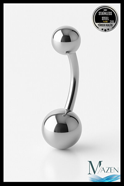 MAZEN Kararmaz Cerrahi Çelik Düz Göbek Piercingi