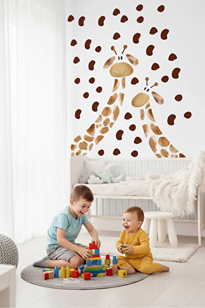 Kt Grup Safari Dünyası Anne Bebek Zürafa Çocuk Odası Duvar Sticker Seti