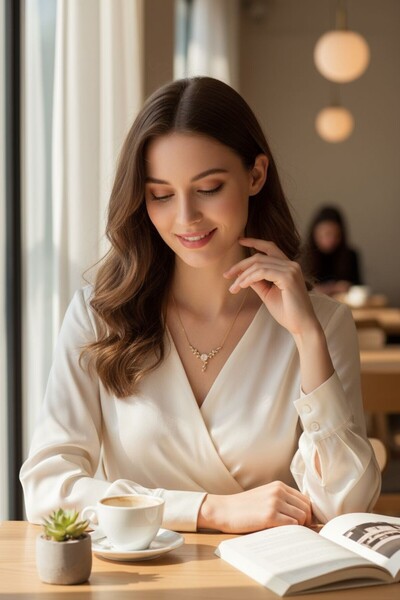 Bijuty Papatyalı Kolye Rose Altın Renk - Rose Renk - (SÜRPRİZ HEDİYELİ)