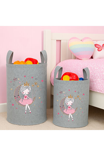 Trend Sizde Gri Prenses Büyük Ve Orta Boy Bebek Çocuk Odası Oyuncak Çamaşır S...