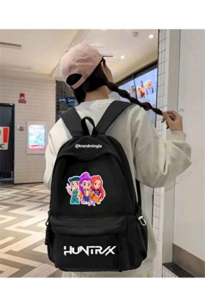DEEFWEAR Black K-Pop Demon Hunters Mood Series Printed Tutoring, Tutoring Class, Study School Backpack
