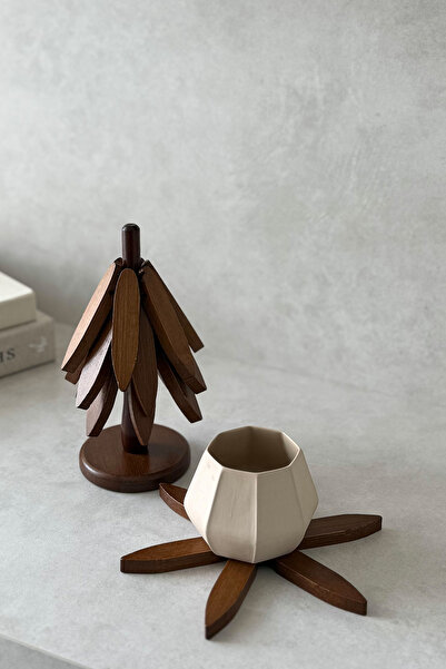 Dekorzdükkan 4'lü Ağaç Nihale (CEVİZ RENGİ) Dkrz-817, One Size