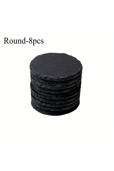 Choice مجموعة من 8 قطع من قواعد الأكواب المصنوعة من حجر الأردواز الخام، مقاس ...