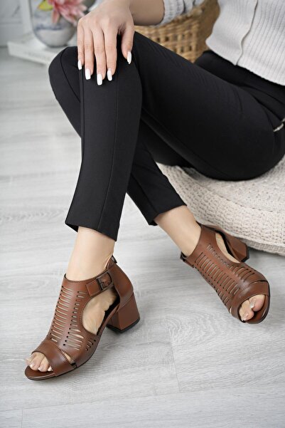 Nesil Shoes Conf 111 Taba Fermuarlı Yazlık Kadın Ayakkabı