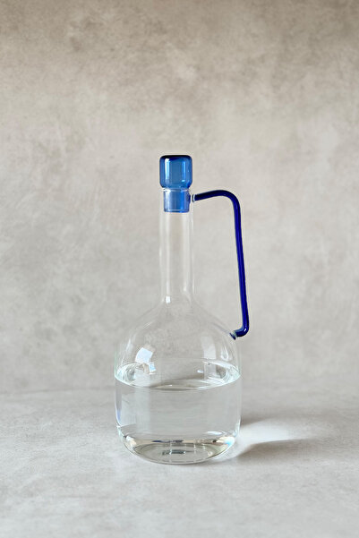 Dekorzdükkan Borosilikat Cam Uzun Model Sürahi (Mavi)