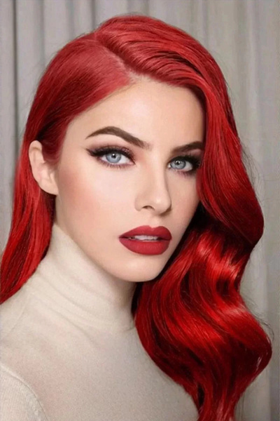 PRVT Yarımay Postiş - Yarım Ay Çıt Çıt Saç / Şarap Kızıl / Dalgalı / 60cm - 39#