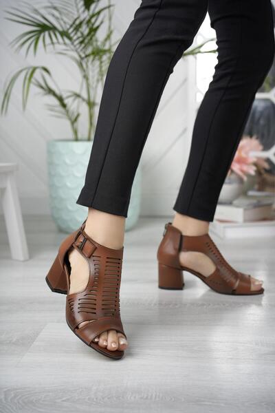 Nesil Shoes Conf 111 Taba Fermuarlı Yazlık Kadın Ayakkabı