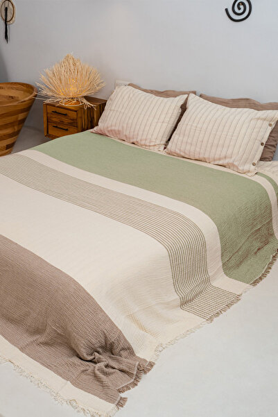 Rikka Home بطانية/غطاء سرير مزدوج من القطن 100% مقاس 210×225، خفيف الوزن، قاب...