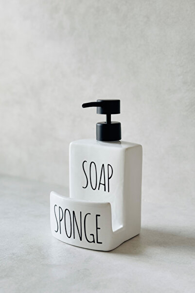 Dekorzdükkan Soap & Sponge Ceramic Liquid Soap Dispenser