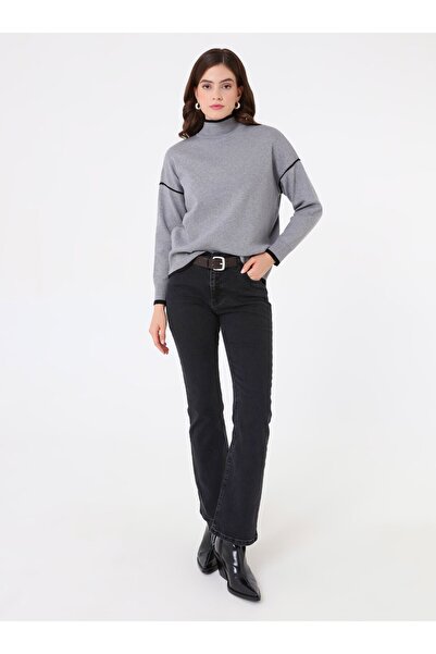 Refka İspanyol Paça Denim Pantolon - Koyu Gri -