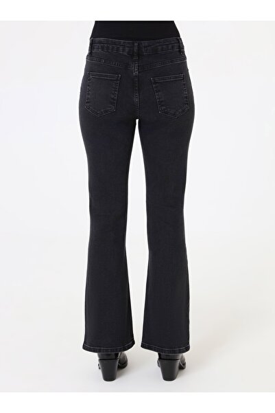 Refka İspanyol Paça Denim Pantolon - Koyu Gri -
