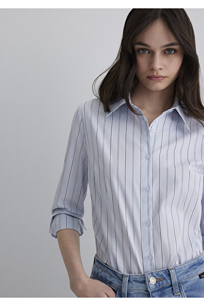 Mavi Çizgili Mavi Gömlek Regular Fit / Normal Kesim 1211235-90897