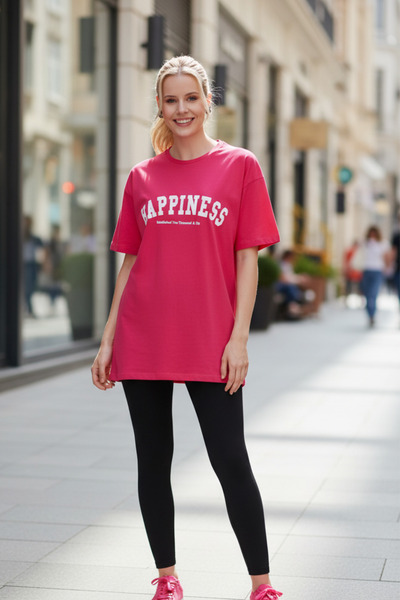 UNCİA OUTDOORS Tricou oversize cu imprimeu text Happyness