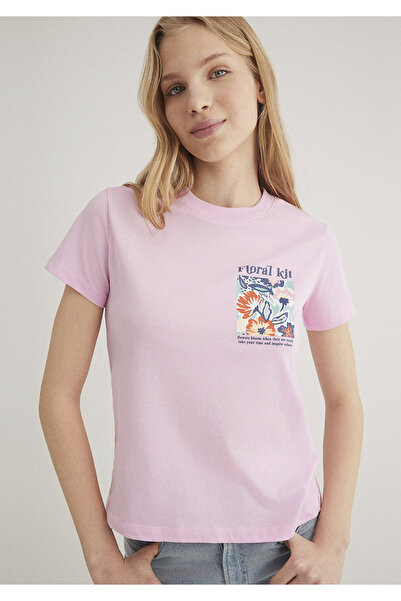 Mavi Floral Printed Pink T-Shirt Semi Slim Fit / Semi Slim Fit 1612956-71117