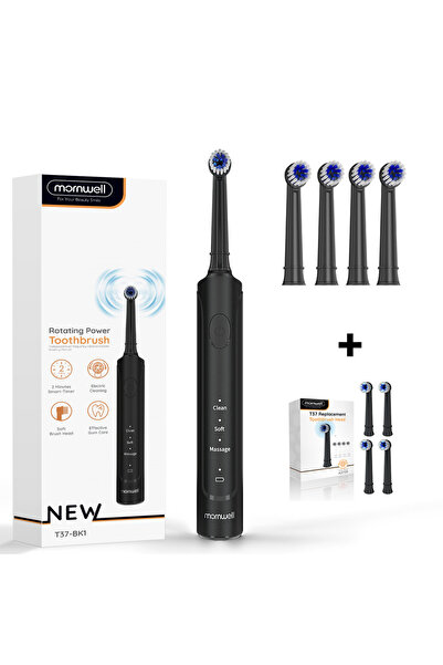 Mornwell Black Set Electric Toothbrush for Adults Rechargeable T37 Sonic Toot...
