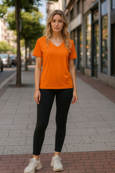 UNCİA OUTDOORS Tricou unisex de bază oversize din bumbac cu decolteu în V