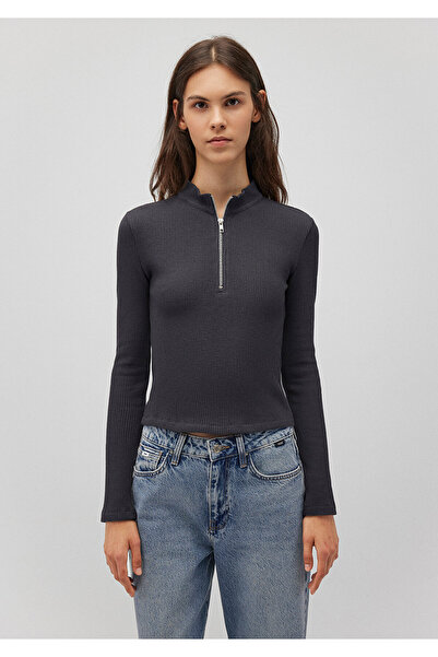 Mavi Μπλουζάκι με ανθρακί εφαρμογή - Ημι-φερμουάρ, εφαρμογή στο σώμα 1612683 -70087