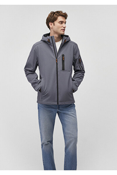 Mavi Kapüşonlu Gri Ceket Slim Fit / Dar Kesim 0110264-80776