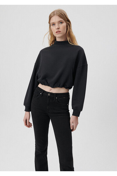 Mavi Lace Waist High Collar Anthracite Sweatshirt 1s10003-70763