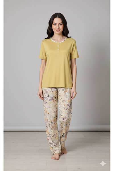 Over Sleep by Poleren Modal Kumaş Kısa Kol Kadın Pijama Takımı