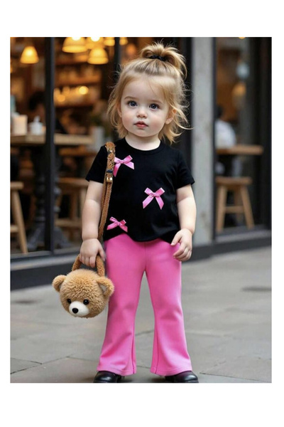 My Kids Wear Kız Çocuk Fiyonk Detaylı Alt Üst Takım