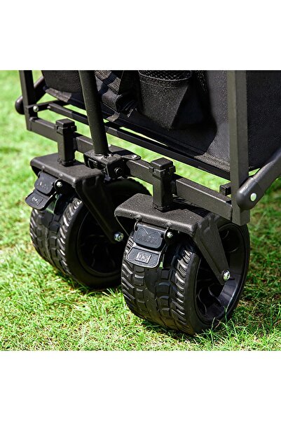 AutoFamily AUTO FAMILY Collapsible Folding Camping Wagon Black, Foldable Camping Cart, Portable Large Trolley
