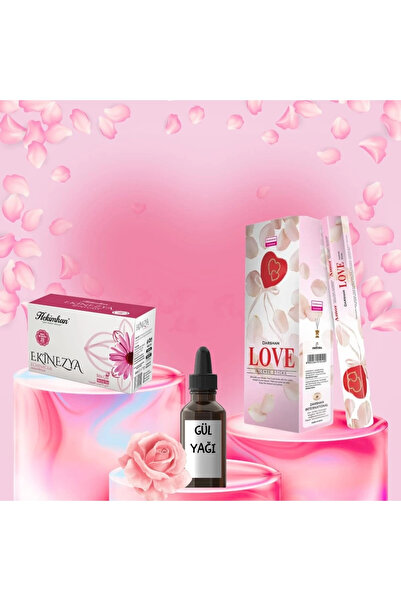 hekimhan bitkisel Sevgi Seti Love Tütsü 20 Çubuk + Gül  Yağı 20 ml + Ekinezya...