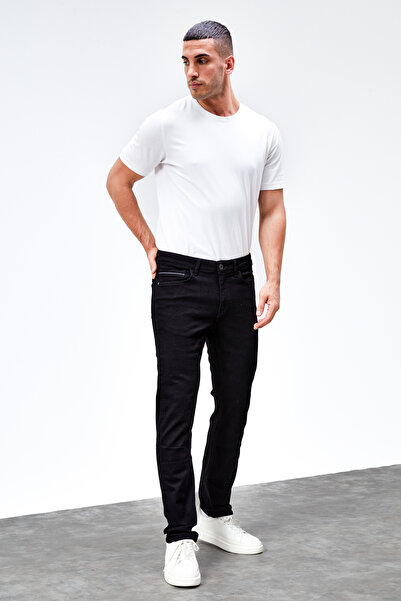 HLT JEANS Ανδρικό μαύρο ριγέ μοντέλο Regular Fit Relaxed Cut Flexible Lycra Jeans Jeans Jeans Hlthe001914