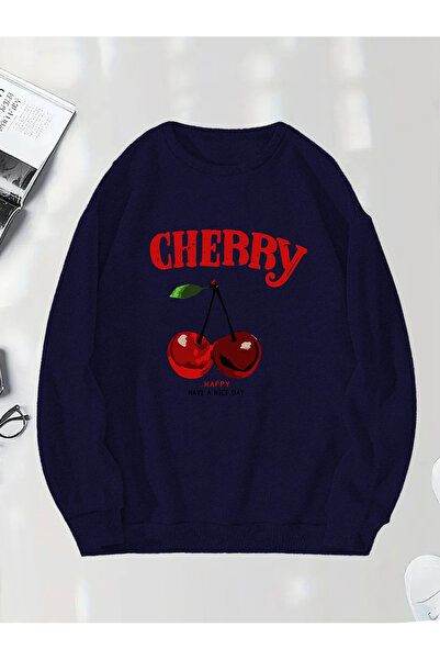 uyguntarz Unisex HappyCherry Tasarım Basklı Sweatshirt