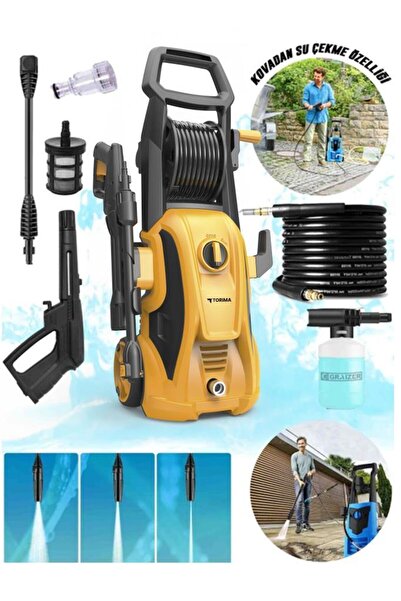 Torima HPC-01 Sarı Yüksek Basınçlı Oto, Halı, Bahçe Temizleme ve Yıkama Makinesi – 2000W, 150 Bar