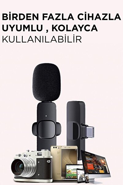 Torima K9 2li Type-C + Lightning dönüştürücülü Kablosuz Yaka Mikrofonu 2li