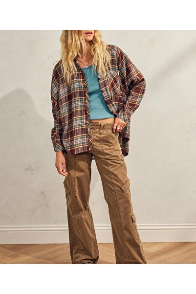 september island Multi-Pocket Brown Parachute Cargo Pants