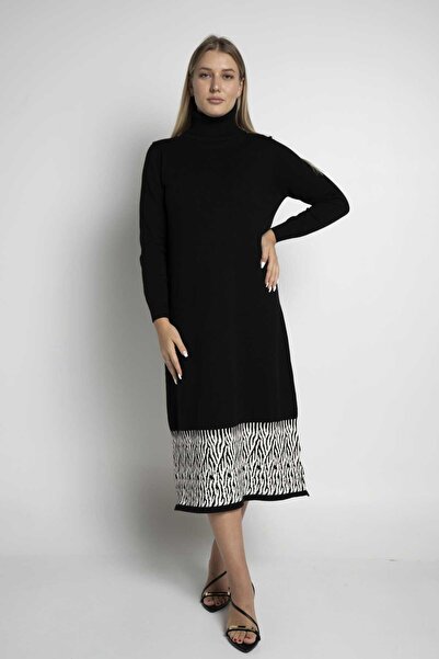 mica فستان ميدي بأكمام طويلة ورقبة عالية